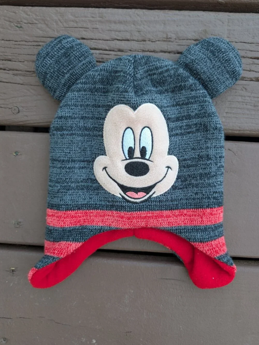 Disney Mickey Mouse Toddler Kids Children Winter Knit Beanie Hat Ears & Flaps